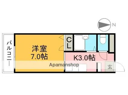 クレメント南宝永(1K/6階)の間取り写真