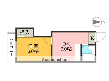 藤本商事第2ビル(1DK/3階)の間取り写真