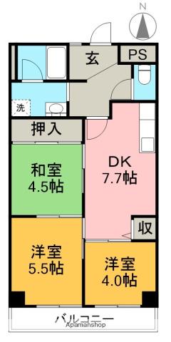 第3山崎マンション(3DK/1階)の間取り写真