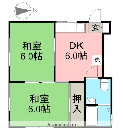 青洋荘(2DK/1階)の間取り写真