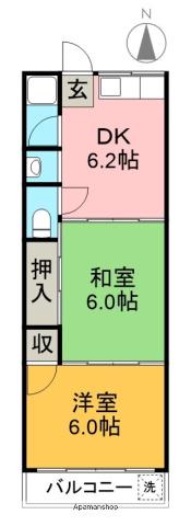 竹城マンション(2DK/3階)の間取り写真