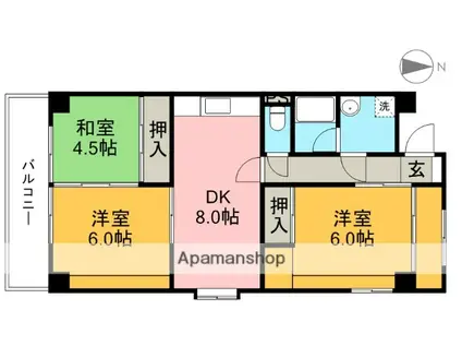 高須スカイハイツ(3DK/2階)の間取り写真