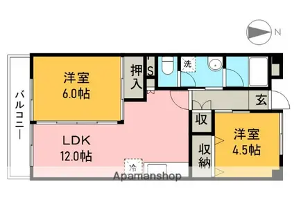 コーポマルベリ北新田(2LDK/3階)の間取り写真