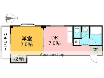 カナルシャトーD7(1DK/3階)の間取り写真