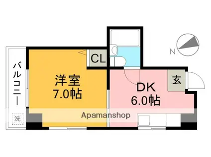 アーバンハイツ徳平(1DK/3階)の間取り写真