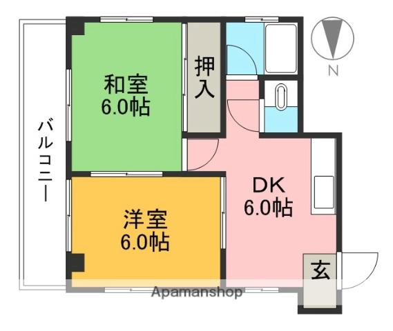川田マンション(2DK/3階)の間取り写真