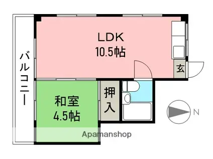 シャトーKOCHIⅠ(1LDK/2階)の間取り写真