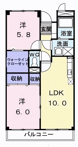 ソレイユ神田(2LDK/2階)の間取り写真