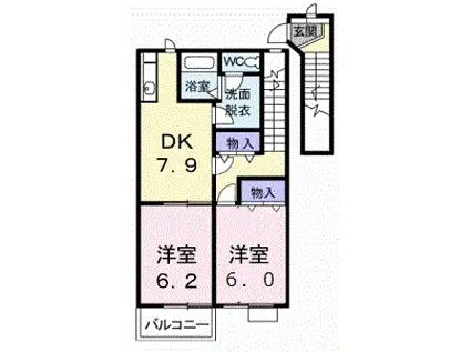 グリーンハイツ(2DK/2階)の間取り写真