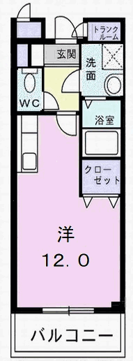 レジデンス伊勢崎(1K/2階)の間取り写真