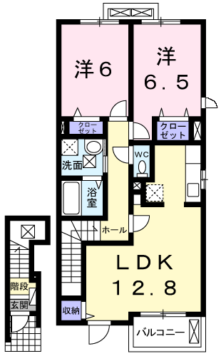 ゴールデン・リリィ A棟(2LDK/2階)の間取り写真