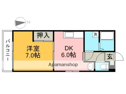 藤川マンション(1DK/2階)の間取り写真