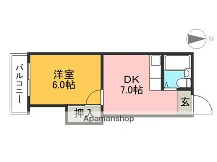 藤本商事第2ビル(1DK/2階)の間取り写真