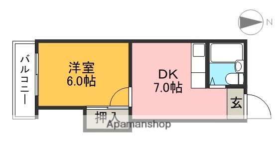 藤本商事第2ビル(1DK/1階)の間取り写真