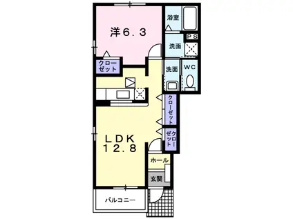 ヴィヴァーチェ B(1LDK/1階)の間取り写真