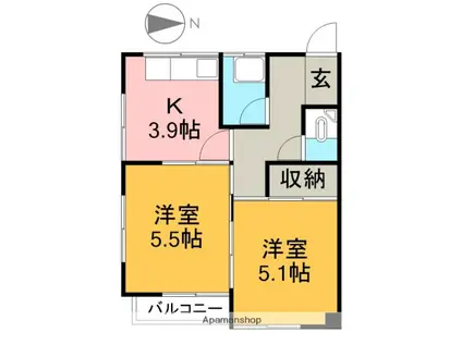 國澤アパート(2K/2階)の間取り写真