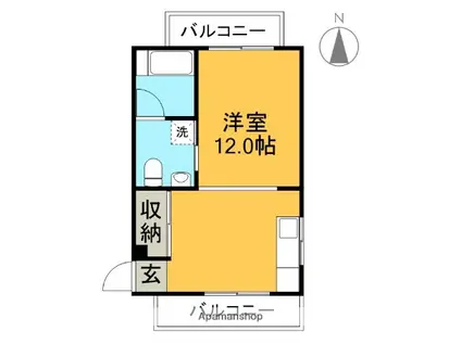 コーポすずき3(ワンルーム/9階)の間取り写真