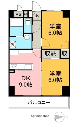 高知インターマンション(2DK/7階)の間取り写真