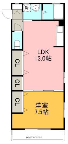 DRハウスⅢ(1LDK/5階)の間取り写真