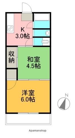 コーポあざみの(2K/4階)の間取り写真