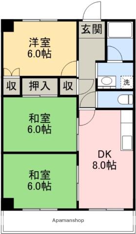 メゾン北村Ⅰ(3DK/3階)の間取り写真