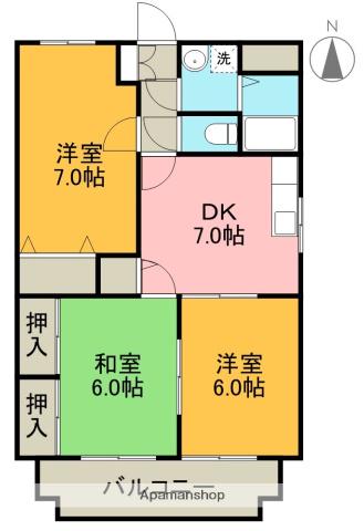 アドバンス(3DK/2階)の間取り写真