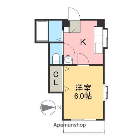 岩﨑ハイツⅡ(1K/2階)の間取り写真