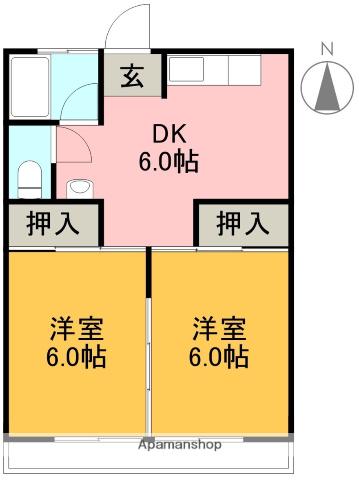 森本マンション(2DK/1階)の間取り写真