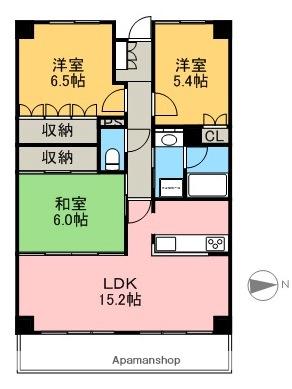 サーパス高須第3(3LDK/4階)の間取り写真