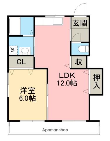 ロイヤルマンション(1LDK/3階)の間取り写真