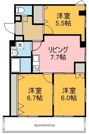 セトルFUJIMOTO(3DK/3階)の間取り写真