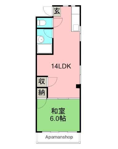 シティハイツ(1LDK/4階)の間取り写真