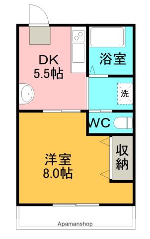 マルイマンション(1DK/1階)の間取り写真