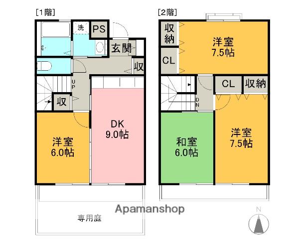 セゾン・メルヴェーユ秋(4LDK/1階)の間取り写真