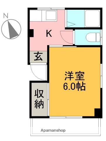 コーポラス若松(1K/4階)の間取り写真