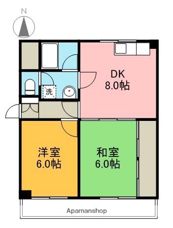 コーポ一宮Ⅱ(2DK/1階)の間取り写真