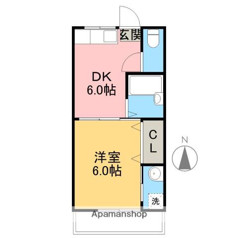 ドリームハウス(1DK/2階)の間取り写真