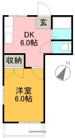 ピープルハウスⅠ(1DK/2階)の間取り写真