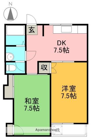 クレールメゾンK(2DK/4階)の間取り写真