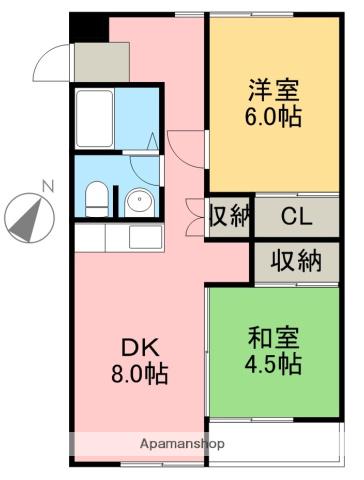 カサグレイズ(2DK/2階)の間取り写真