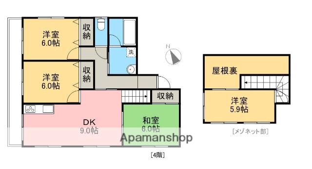 コーポ二宮Ⅲ(4DK/4階)の間取り写真