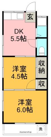 西泉荘(2DK/3階)の間取り写真