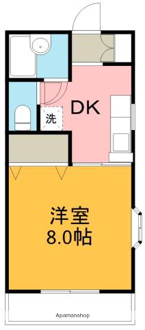 ハバナ・ムーン(1DK/2階)の間取り写真