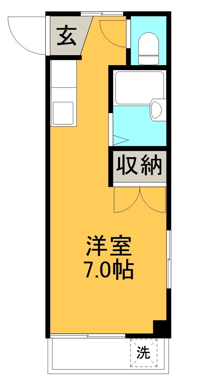 アサミハイツ(ワンルーム/2階)の間取り写真