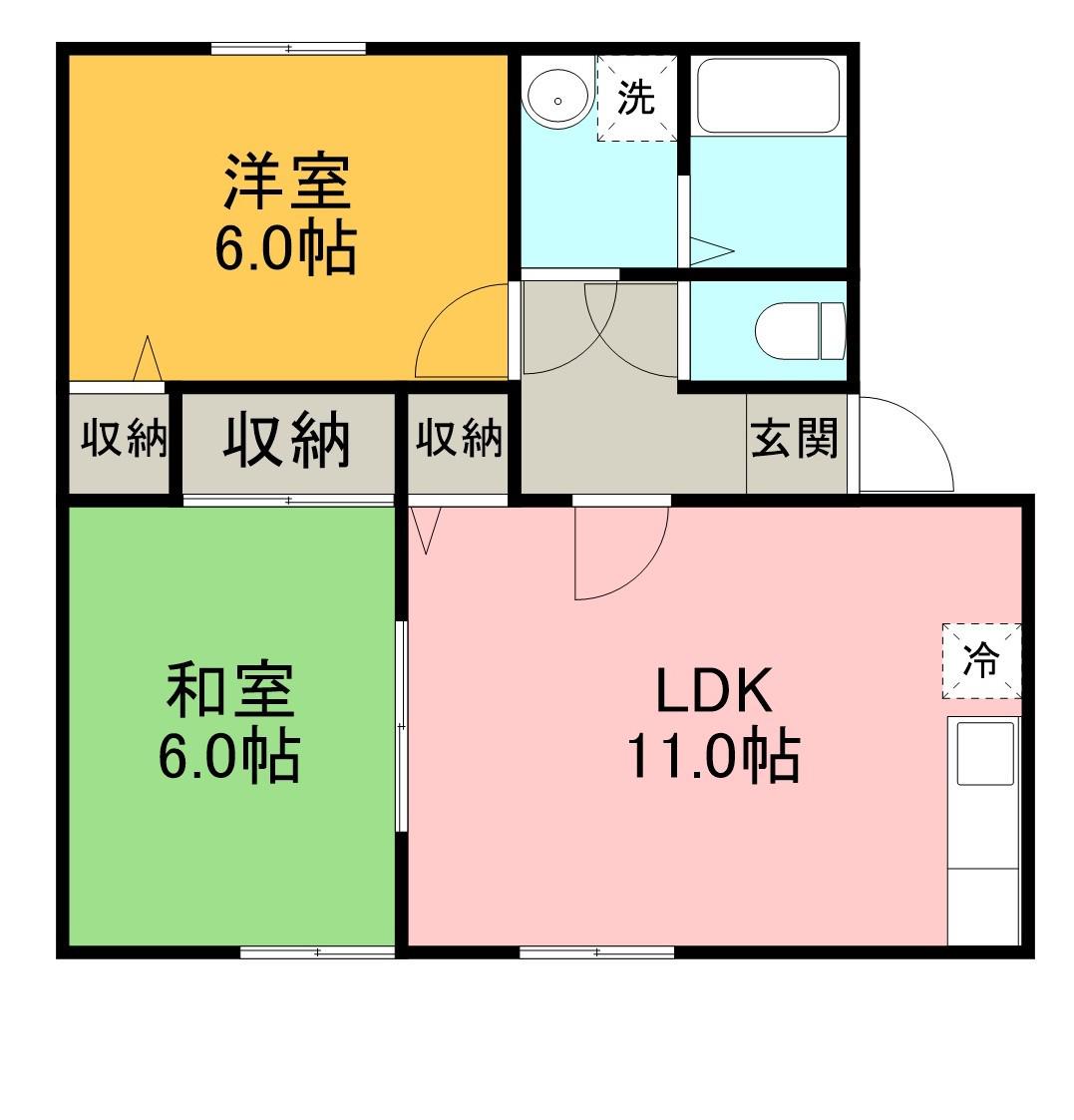 タウンコート(2LDK/2階)の間取り写真