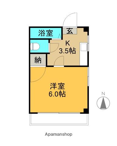 ハイツミーナ(1K/4階)の間取り写真