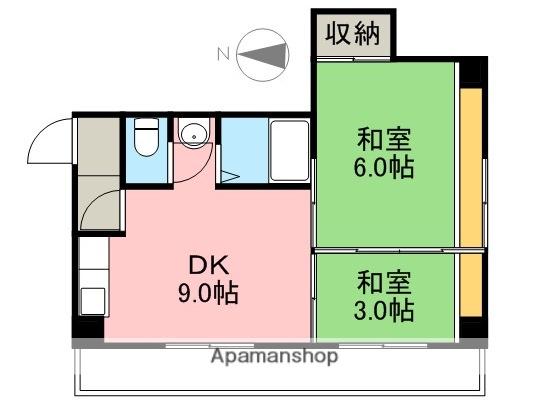 岡村ビル(2DK/2階)の間取り写真