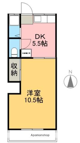 コーポ上村(1DK/3階)の間取り写真
