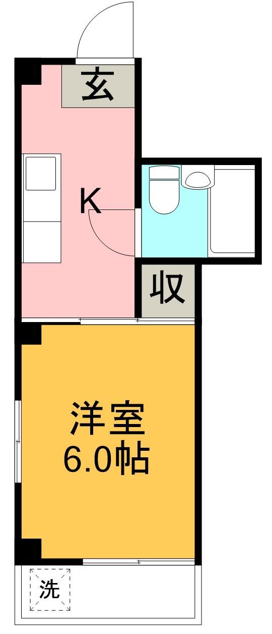 シングルハイツⅡ(1K/2階)の間取り写真