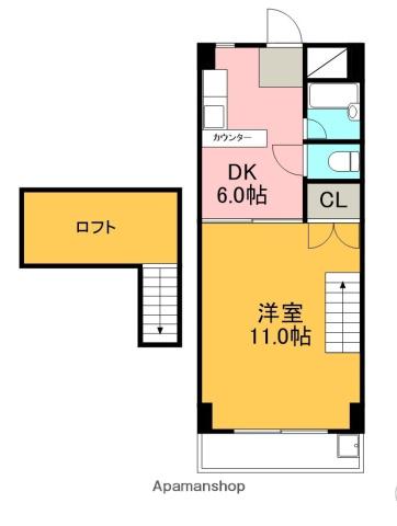 武内マンション(1K/6階)の間取り写真